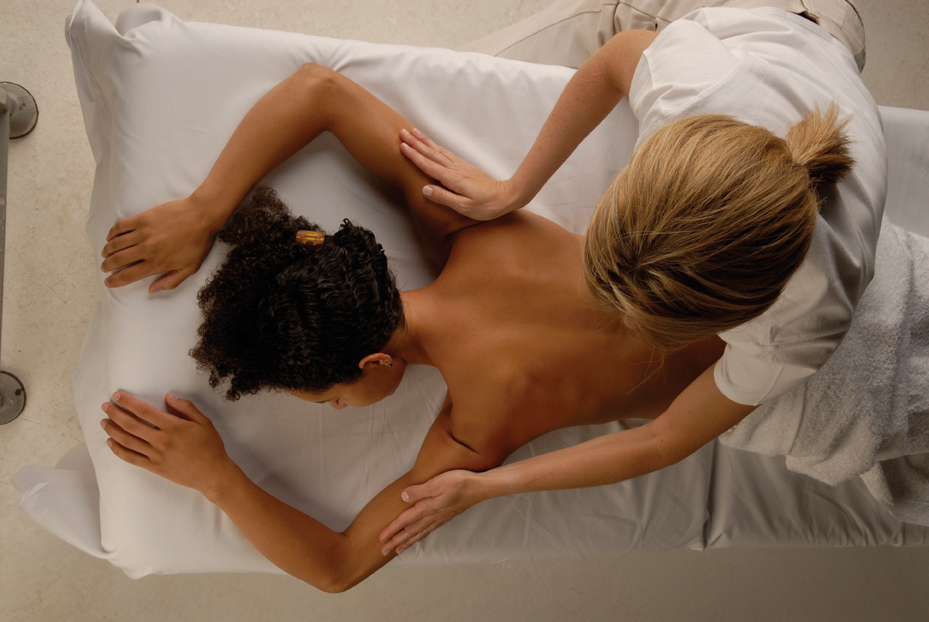 Full back massage overhead view